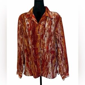 Donnkenny Classic Timeless Elegance button down Rust, Brown Blouse size L